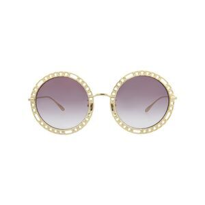 Gucci Round/Oval-Frame Metal Sunglasses Gold Womens
